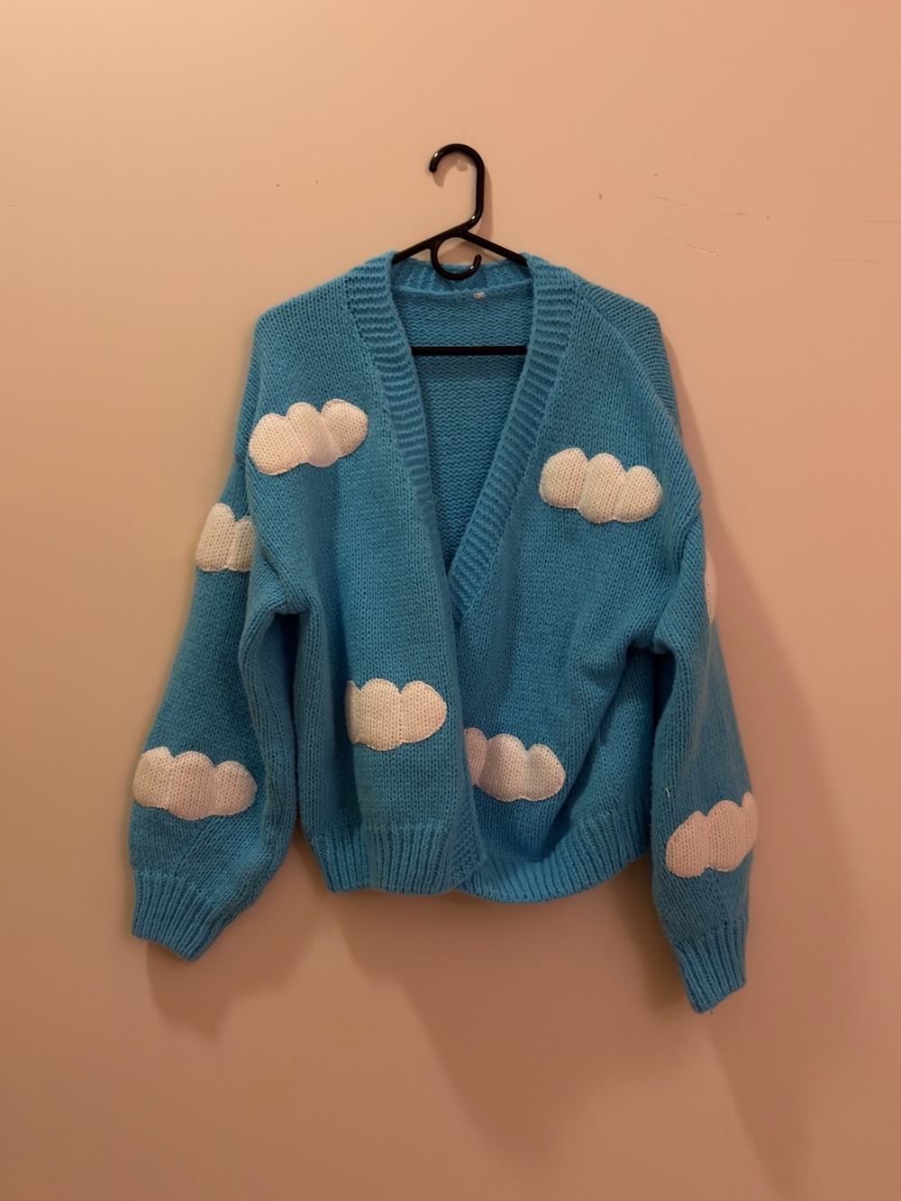 Joe Fresh Blue Knit Cardigan with White Clouds